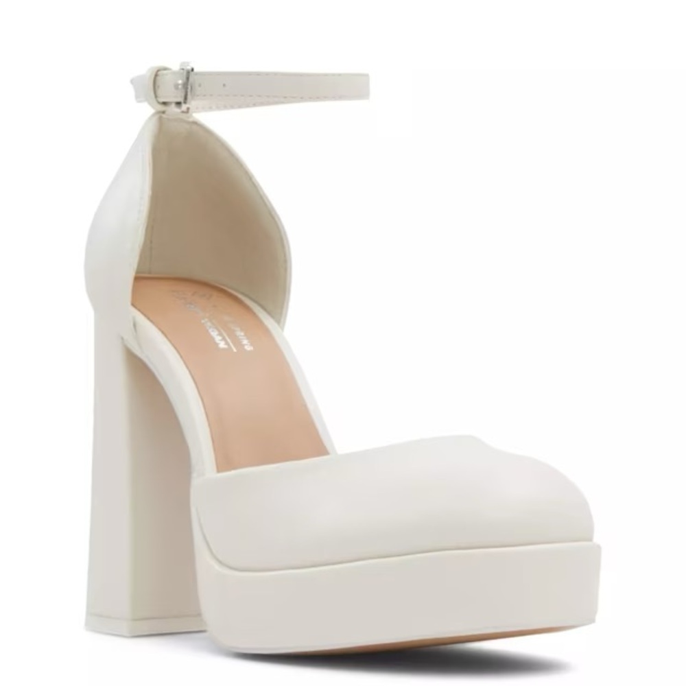Call if Spring Vegan Anabelle White Chunky‎ Platform Heels Size 9